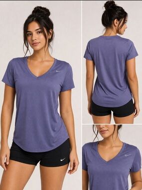 Nike Dri-Fit Lavender V-Neck Short Sleeve Tee — Size L